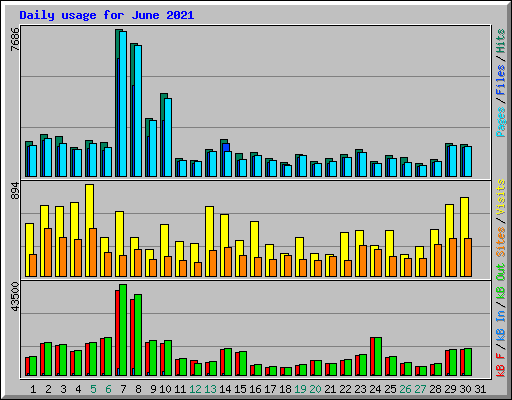 Daily usage for June 2021