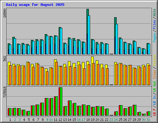 Daily usage for August 2025